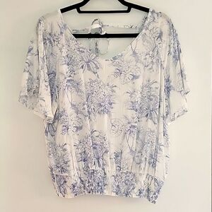 Floral Blouse Women’s Large White Delicate